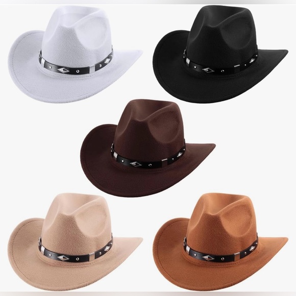 Cowboy Hats for Women/Men white and black left - Picture 1 of 4
